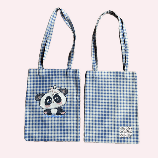 Embrace The Serenity Tote - Checked Blueberry - Lalunathepanda