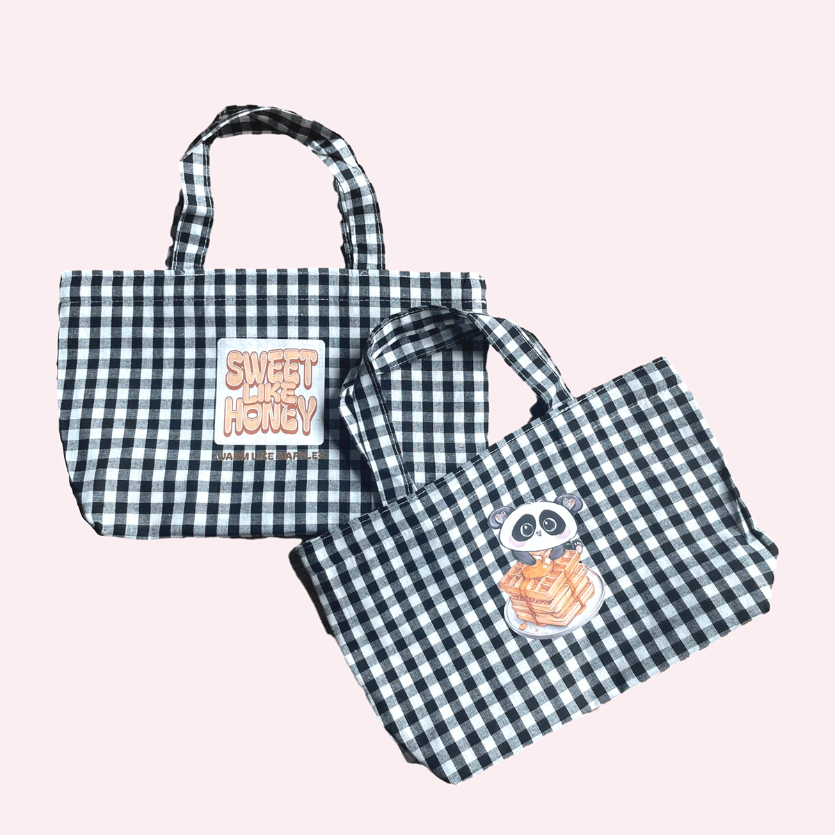 Honey On Waffles Checked Mini Tote - Lalunathepanda