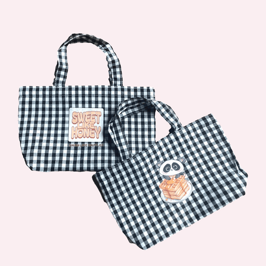 Honey On Waffles Checked Mini Tote - Lalunathepanda