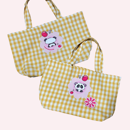 Cherry Blossom Checked Mini Tote