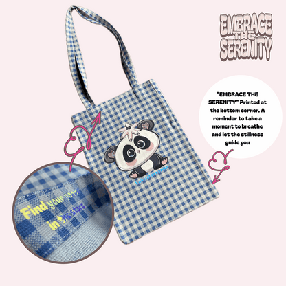 Embrace The Serenity Tote - Checked Blueberry - Lalunathepanda